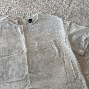 SHEIN  Cream Textured Short Sleeve Tee